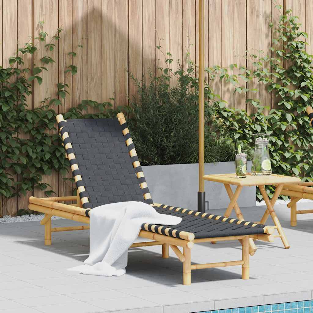 Solseng med svart vevd netting 55x200x30 cm bambus