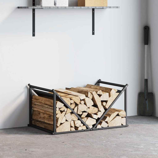 Vedstativ svart 70x43x34,5 cm kaldvalset stål