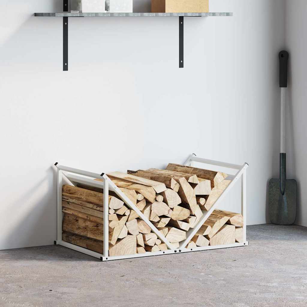 Vedstativ hvit 70x43x34,5 cm kaldvalset stål