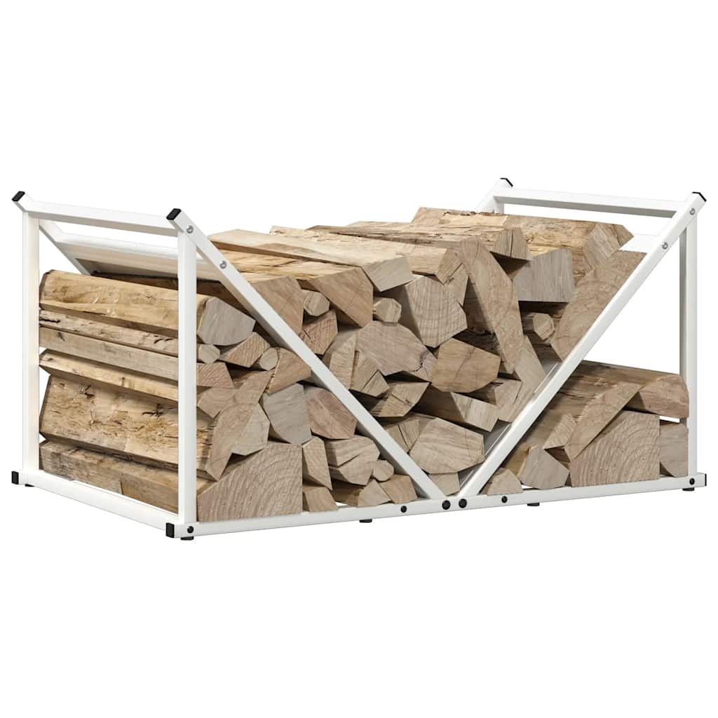 Vedstativ hvit 70x43x34,5 cm kaldvalset stål