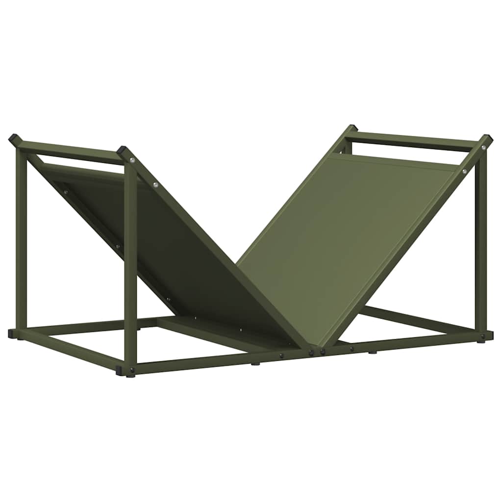 Vedstativ olivengrønn 70x43x34,5 cm kaldvalset stål
