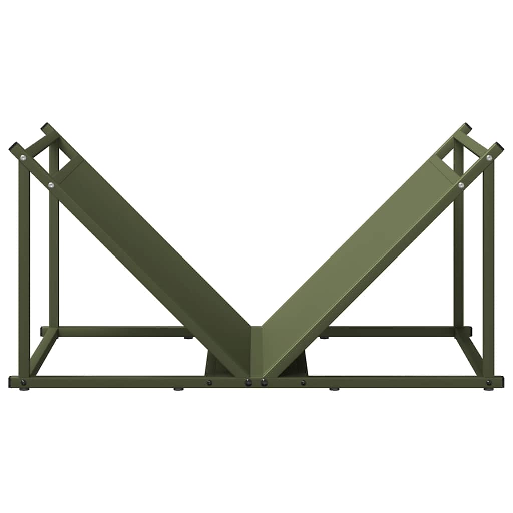 Vedstativ olivengrønn 70x43x34,5 cm kaldvalset stål