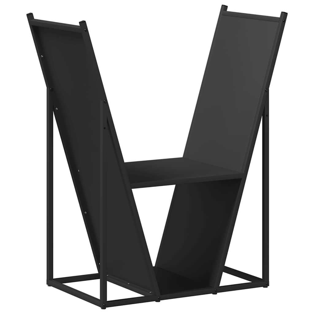 Vedstativ svart 69,5x35x81 cm kaldvalset stål vidaXL