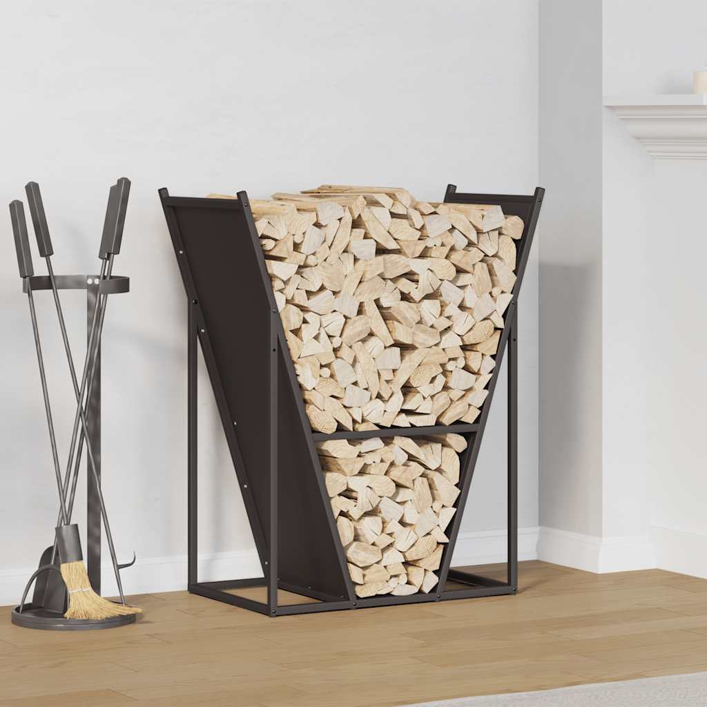Vedstativ svart 69,5x35x81 cm kaldvalset stål vidaXL