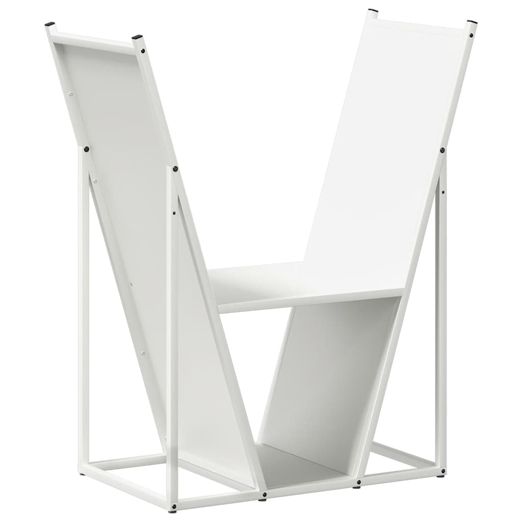 Vedstativ hvit 69,5x35x81 cm kaldvalset stål