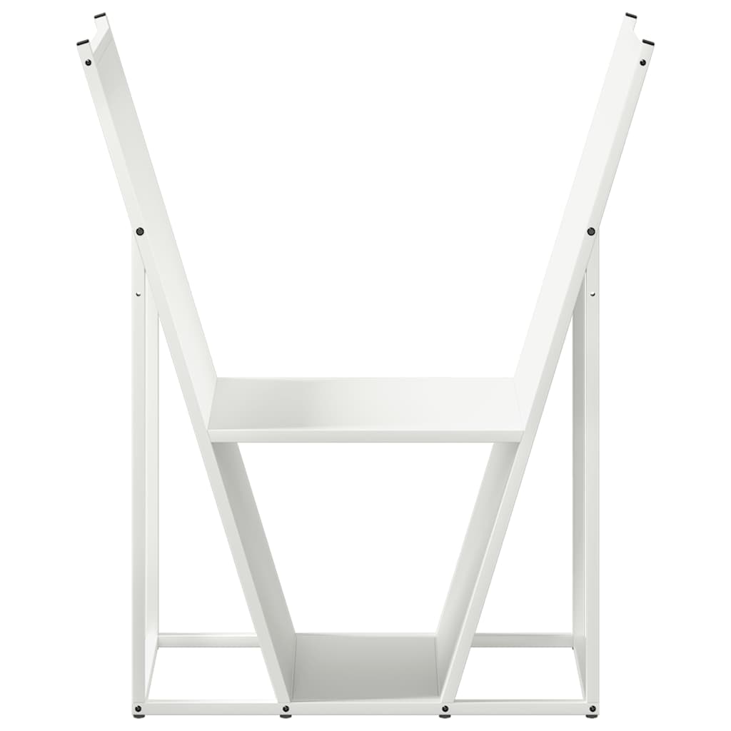 Vedstativ hvit 69,5x35x81 cm kaldvalset stål