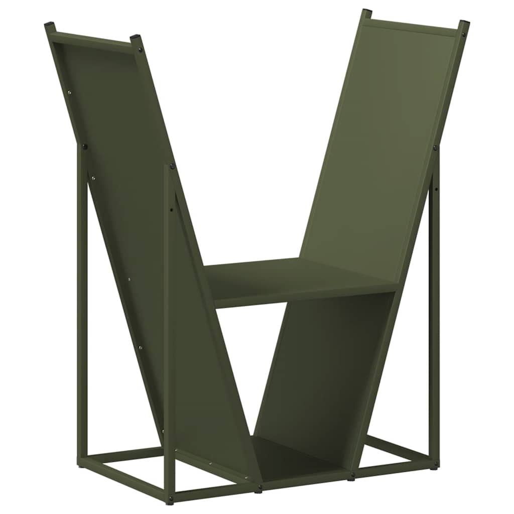 Vedstativ olivengrønn 69,5x35x81 cm kaldvalset stål