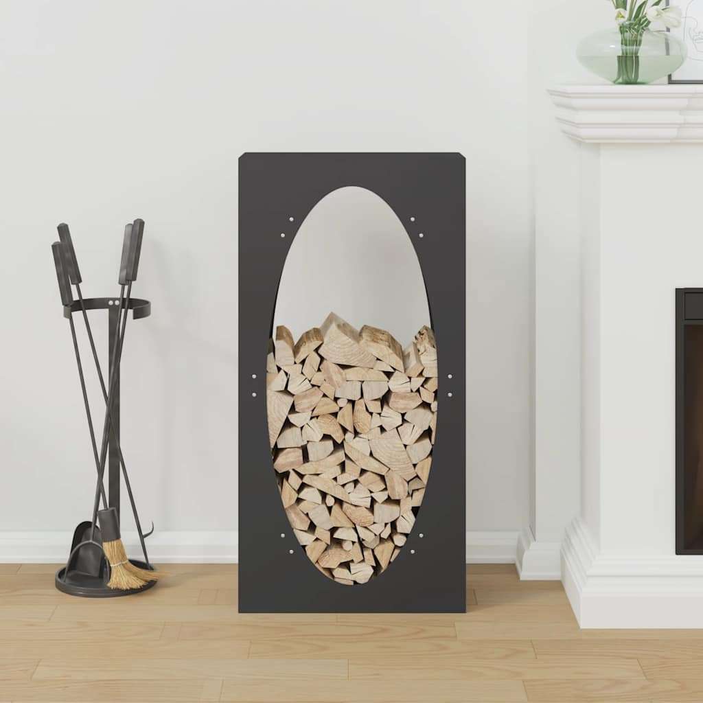 Vedstativ svart 50x23x100 cm kaldvalset stål