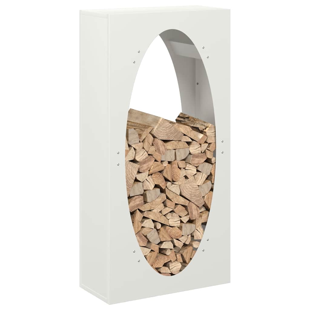 Vedstativ hvit 50x23x100 cm kaldvalset stål