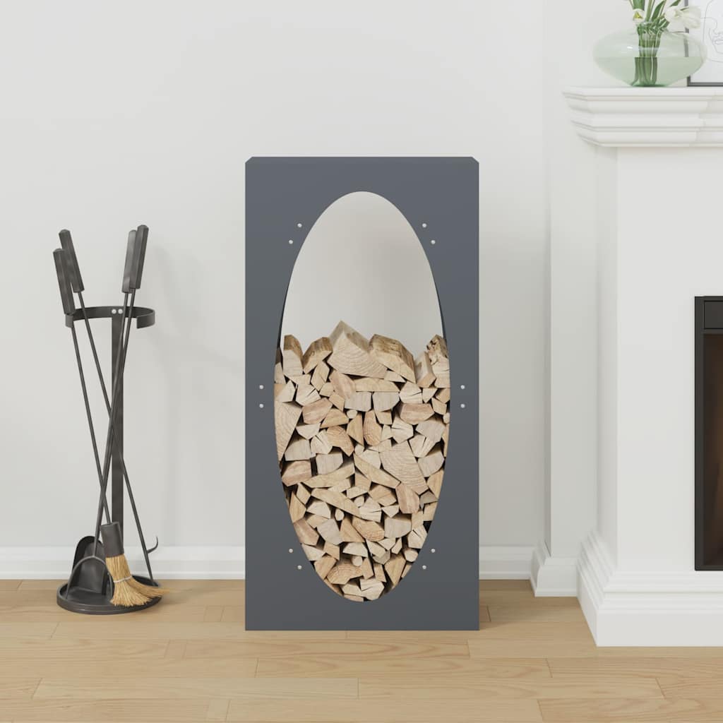 Vedstativ antrasitt 50x23x100 cm kaldvalset stål