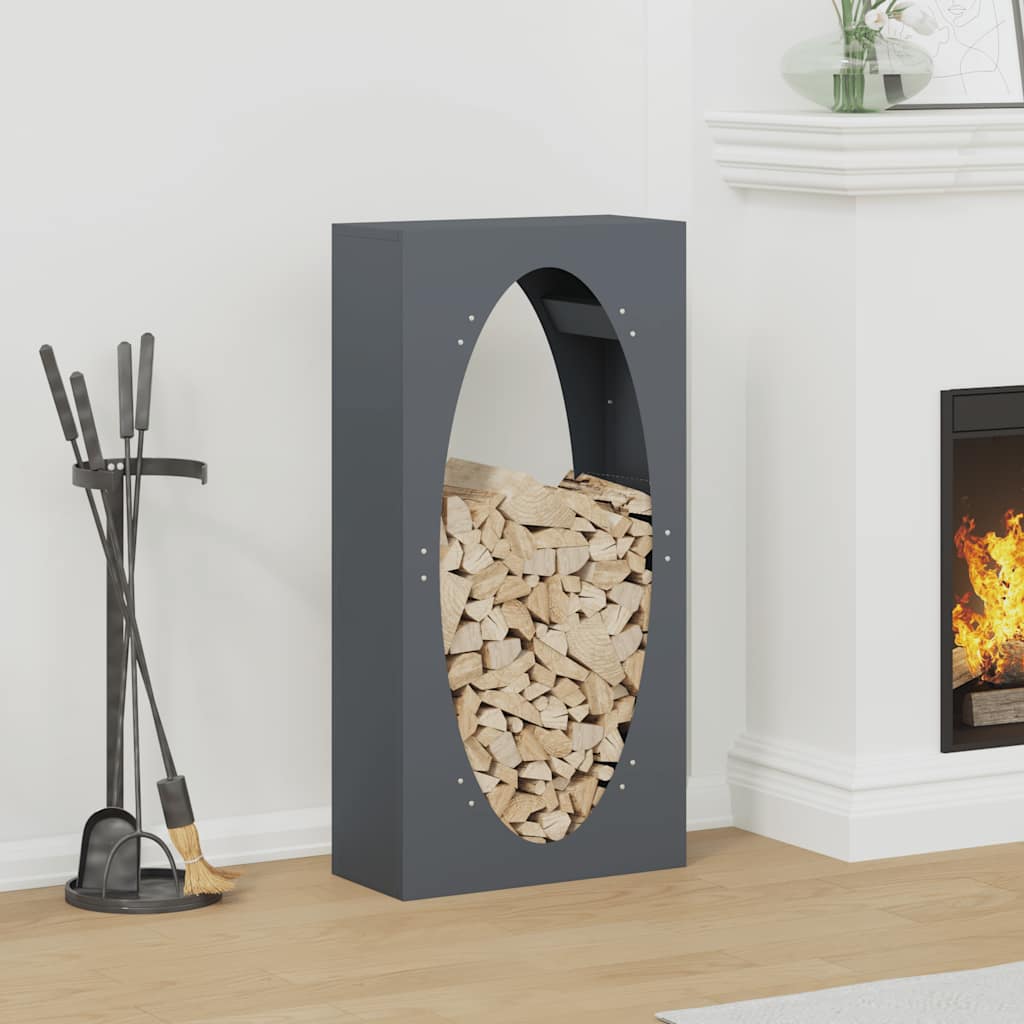 Vedstativ antrasitt 50x23x100 cm kaldvalset stål