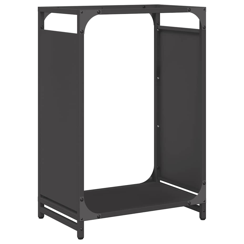 Vedstativ svart 44x28x65 cm kaldvalset stål