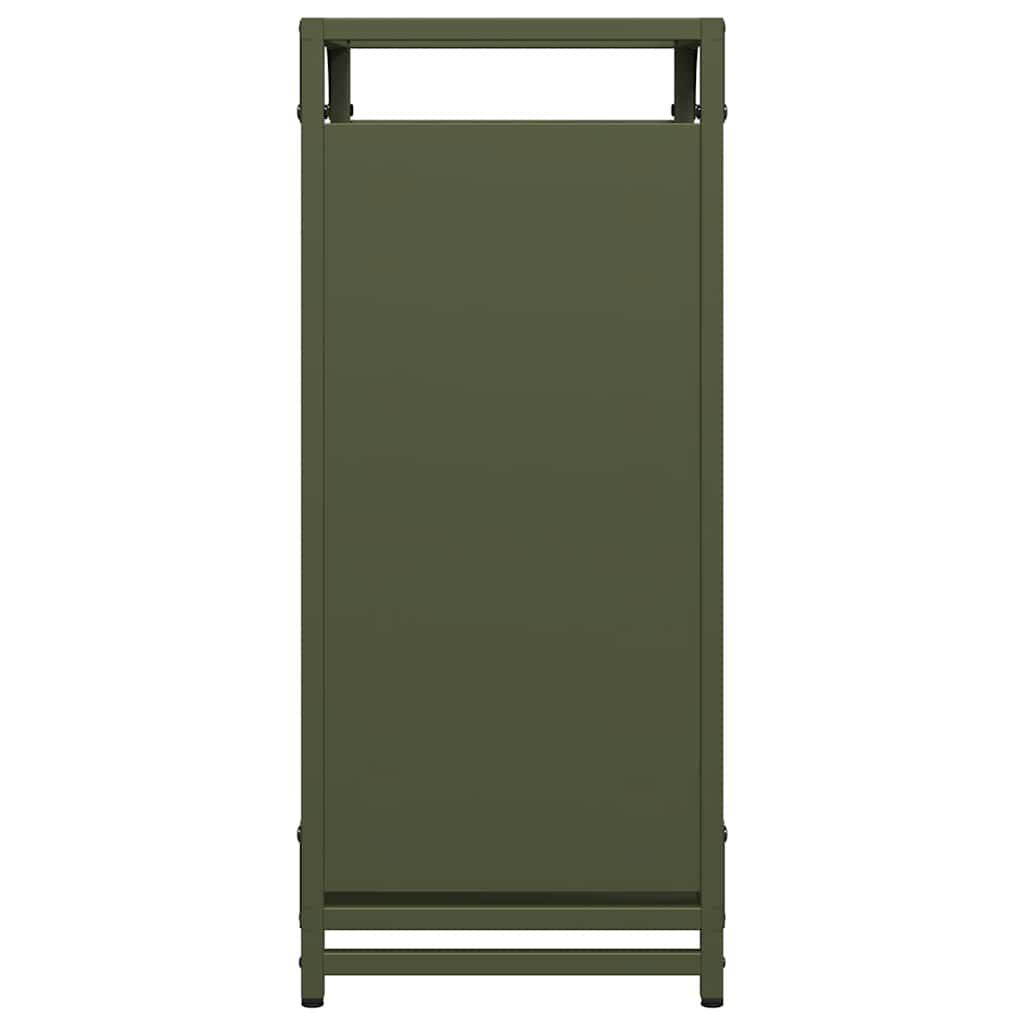 Vedstativ olivengrønn 44x28x65 cm kaldvalset stål