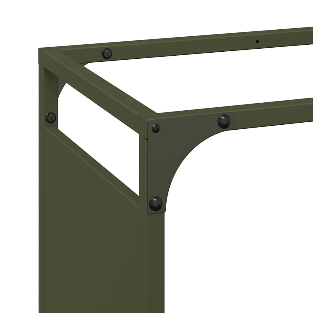 Vedstativ olivengrønn 44x28x65 cm kaldvalset stål