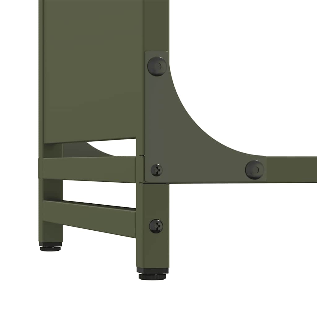 Vedstativ olivengrønn 44x28x65 cm kaldvalset stål