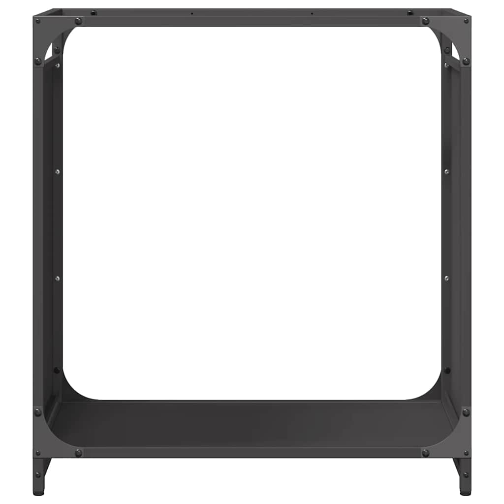 Vedstativ svart 60x28x65 cm kaldvalset stål