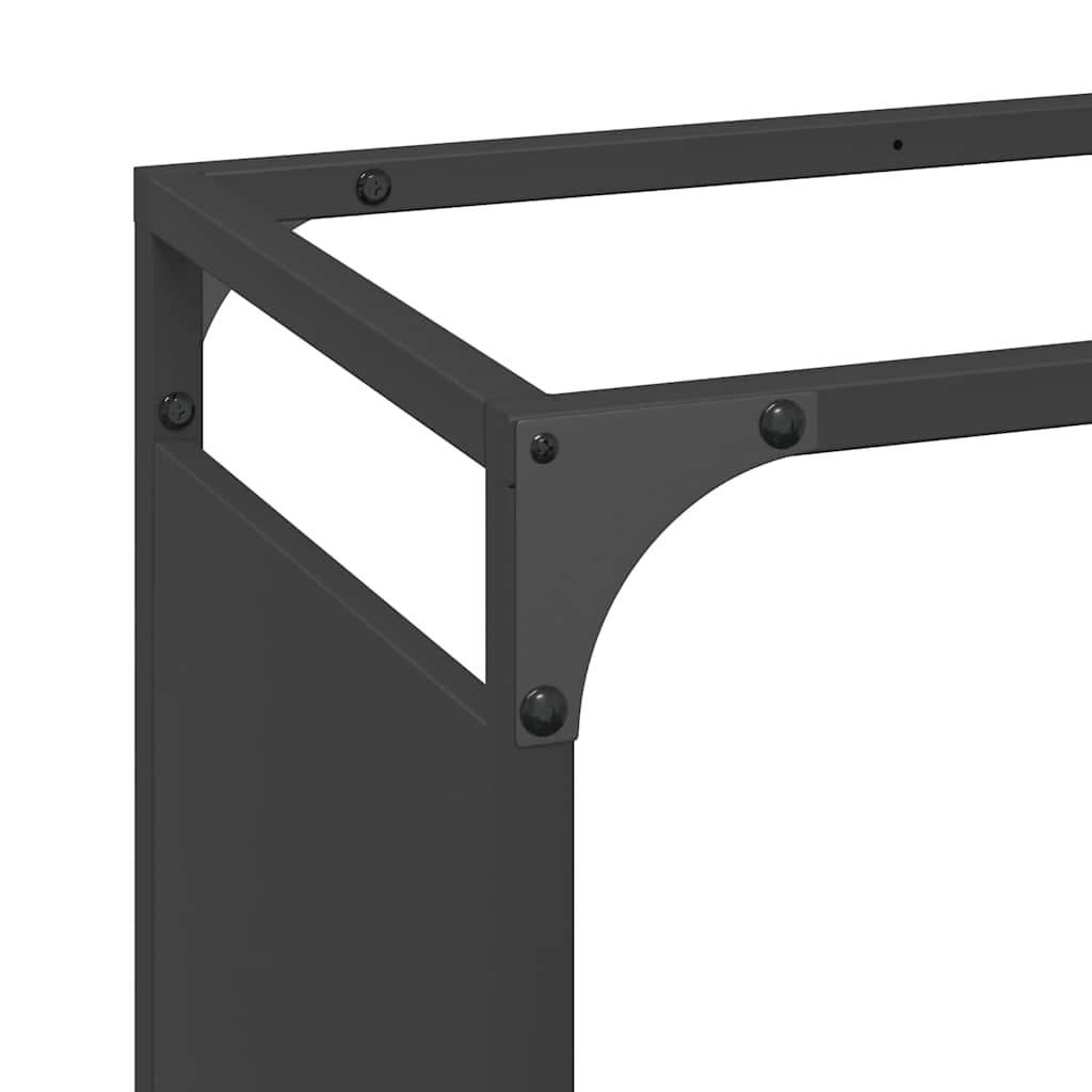 Vedstativ svart 60x28x65 cm kaldvalset stål