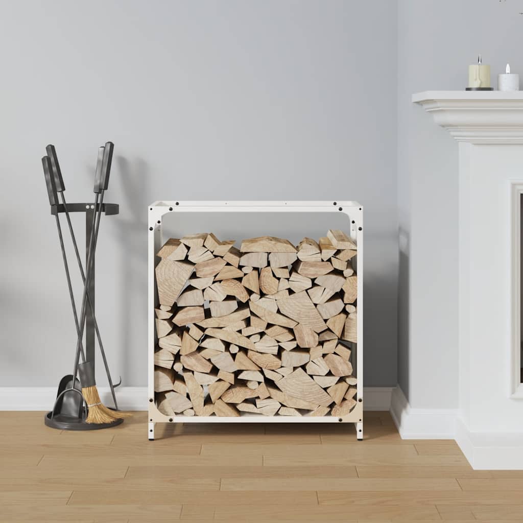 Vedstativ svart 60x28x65 cm kaldvalset stål