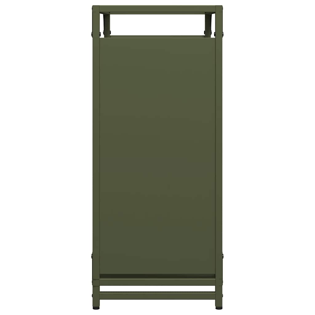 Vedstativ olivengrønn 60x28x65 cm kaldvalset stål
