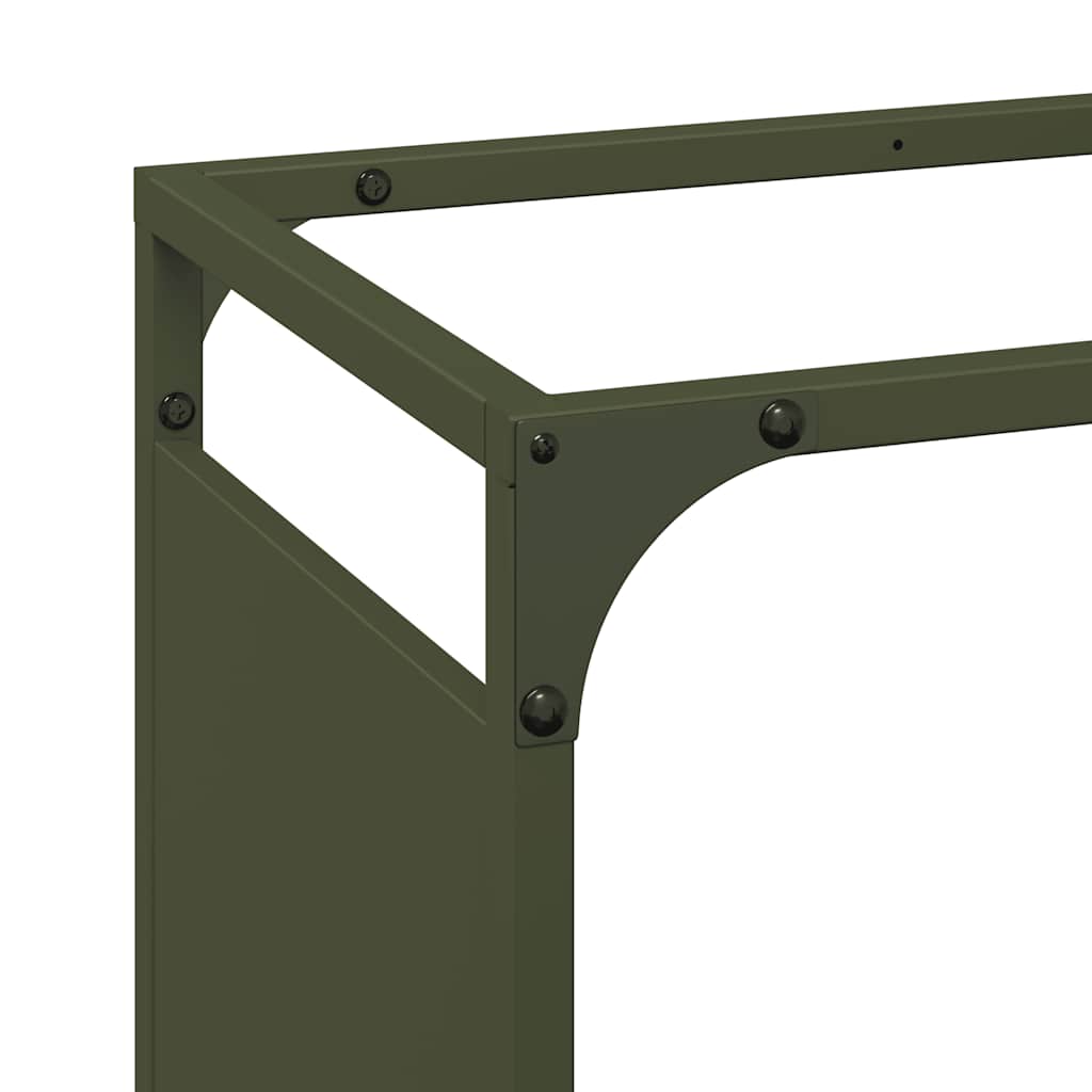 Vedstativ olivengrønn 60x28x65 cm kaldvalset stål