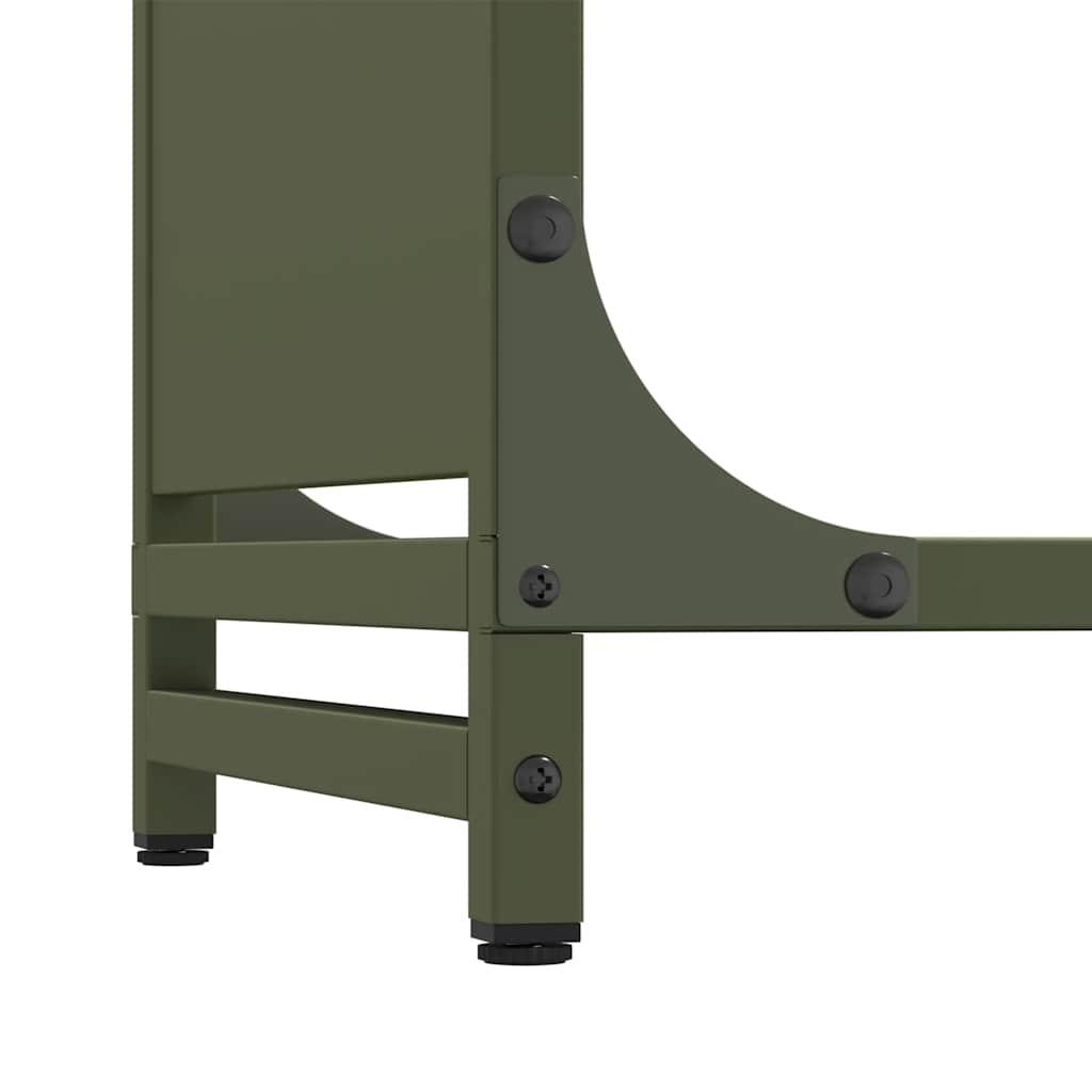 Vedstativ olivengrønn 60x28x65 cm kaldvalset stål