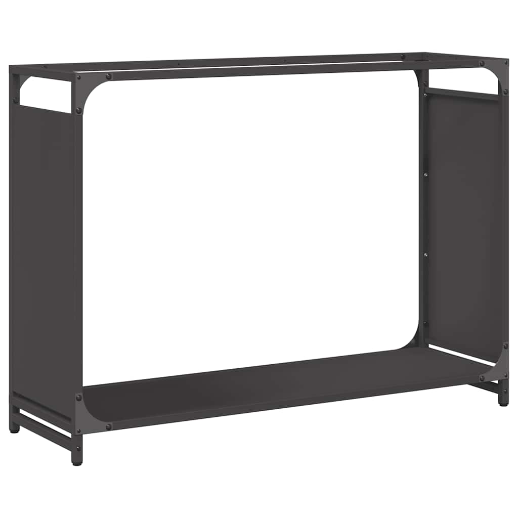 Vedstativ svart 90x28x65 cm kaldvalset stål