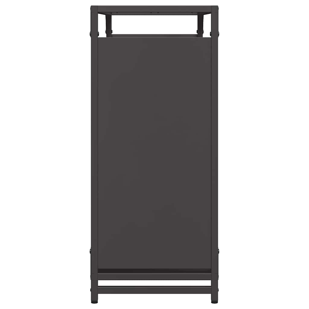 Vedstativ svart 90x28x65 cm kaldvalset stål