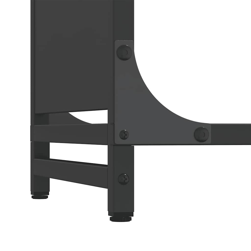 Vedstativ svart 90x28x65 cm kaldvalset stål