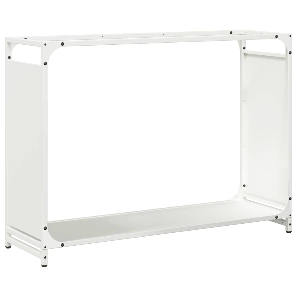 Vedstativ hvit 90x28x65 cm kaldvalset stål