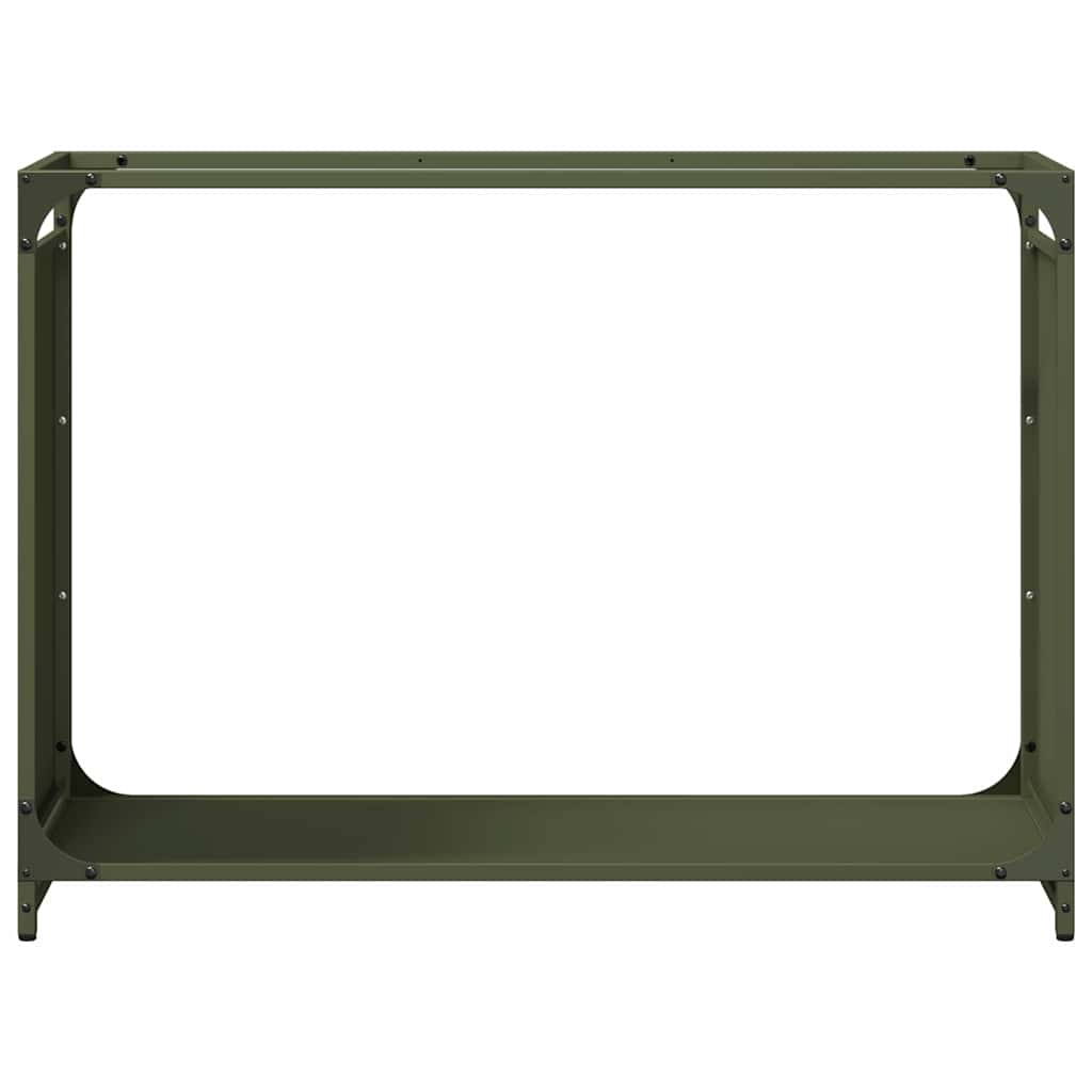 Vedstativ olivengrønn 90x28x65 cm kaldvalset stål