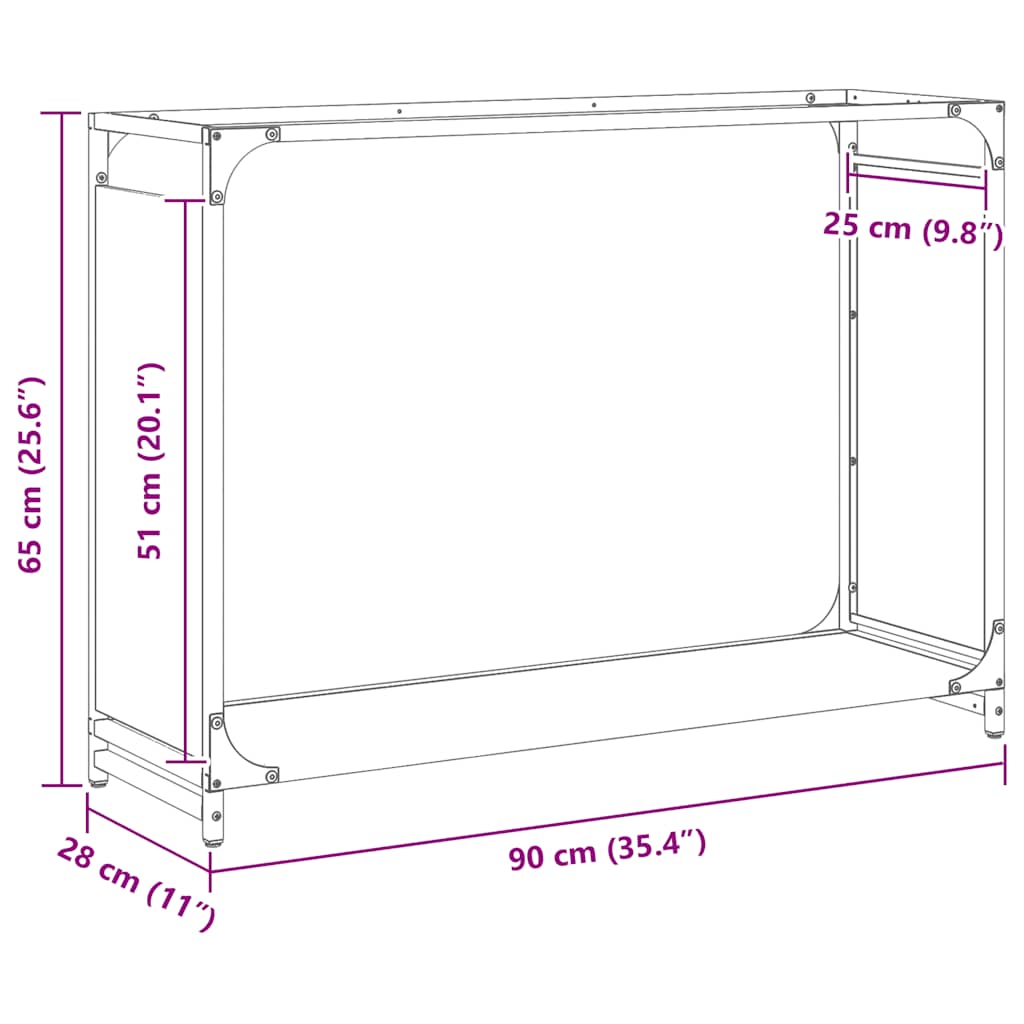Vedstativ olivengrønn 90x28x65 cm kaldvalset stål