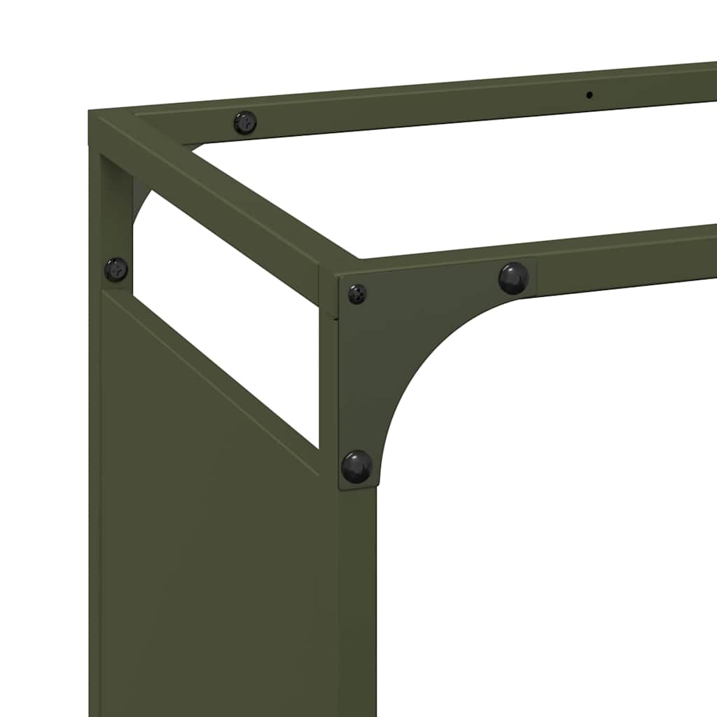 Vedstativ olivengrønn 44x28x90 cm kaldvalset stål