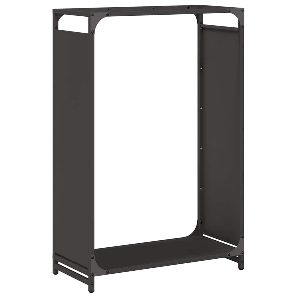 Vedstativ svart 60x28x90 cm kaldvalset stål