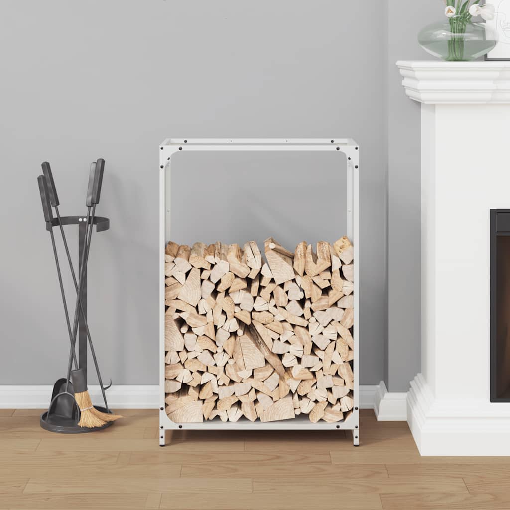 Vedstativ svart 60x28x90 cm kaldvalset stål