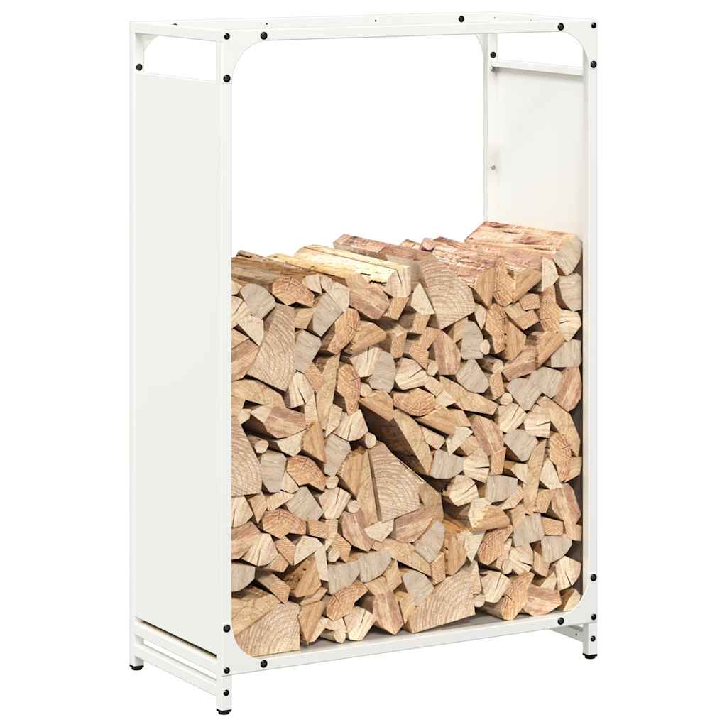 Vedstativ svart 60x28x90 cm kaldvalset stål