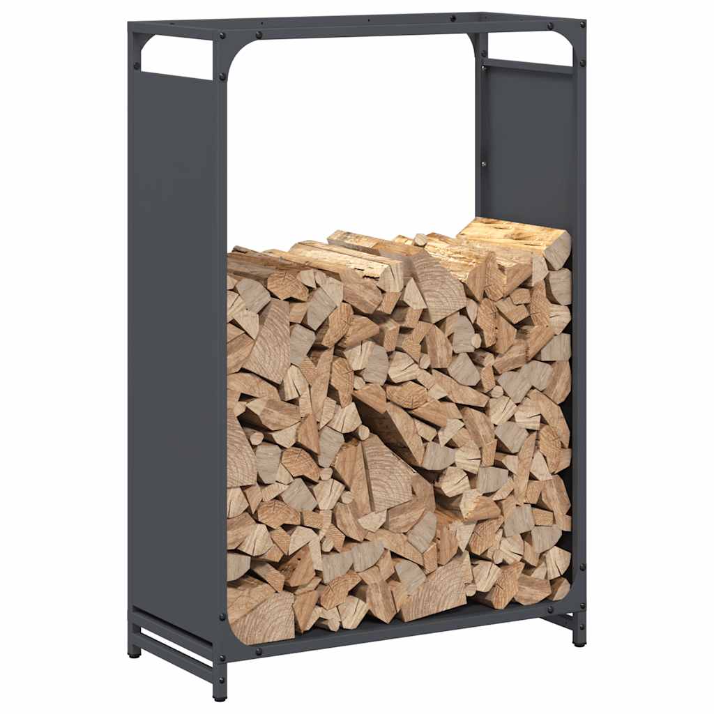 Vedstativ antrasitt 60x28x90 cm kaldvalset stål