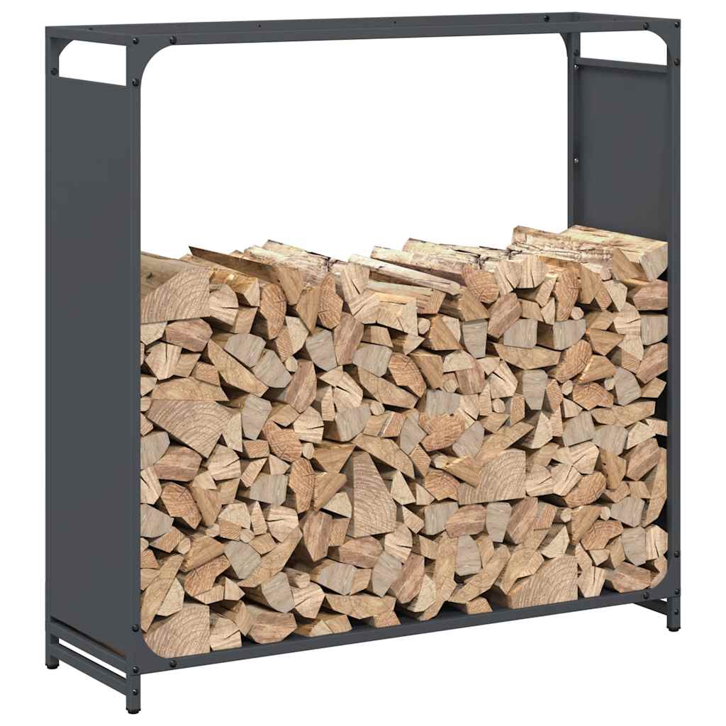 Vedstativ antrasitt 90x28x90 cm kaldvalset stål