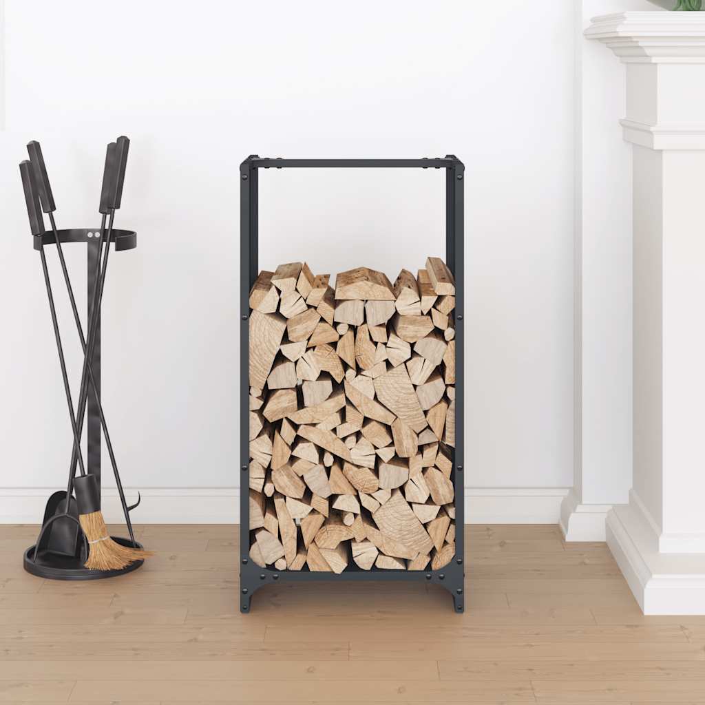 Vedstativ antrasitt 40x30x80 cm kaldvalset stål vidaXL