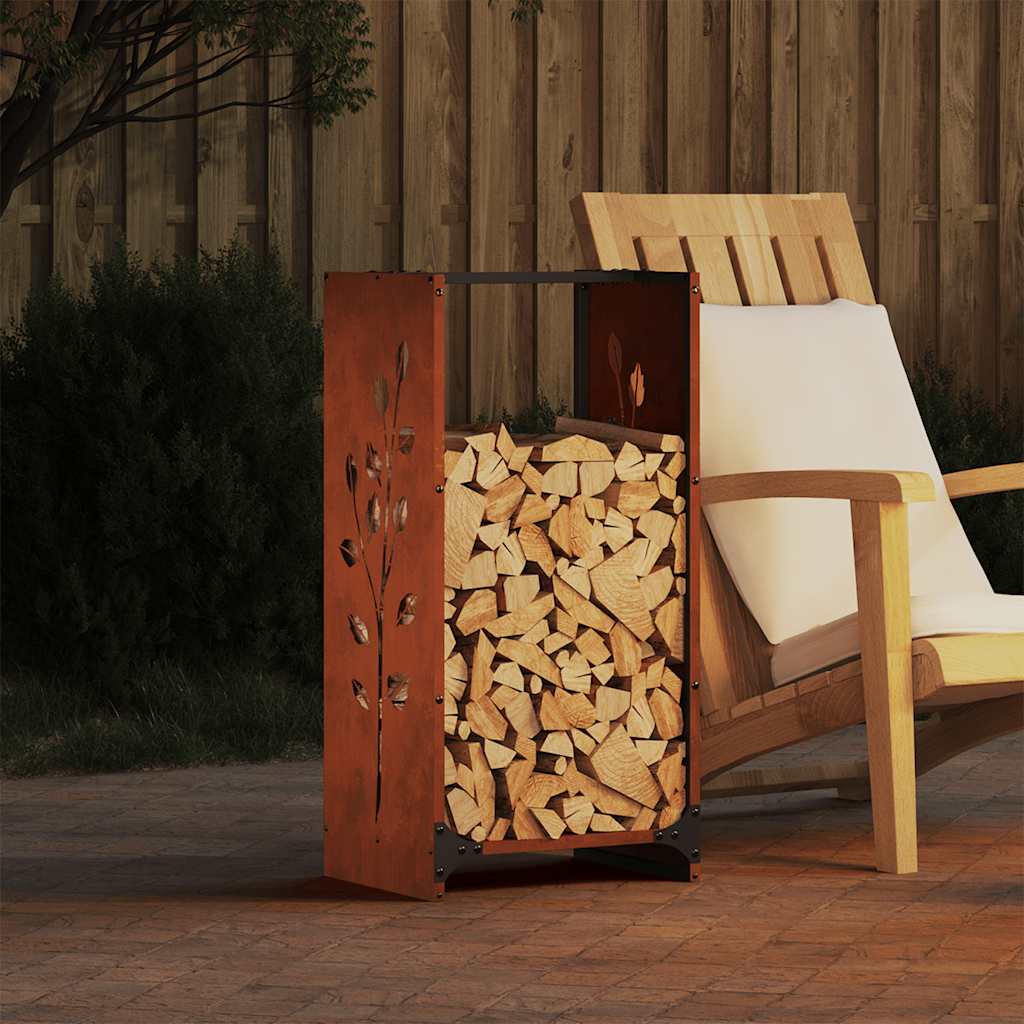 Vedstativ 40x30x80 cm oksidert stål vidaXL