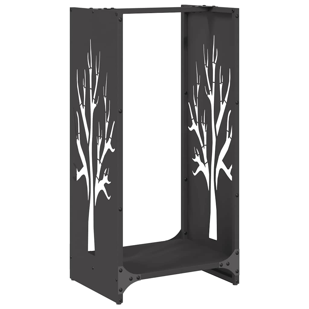 Vedstativ svart 40x30x80 cm kaldvalset stål vidaXL