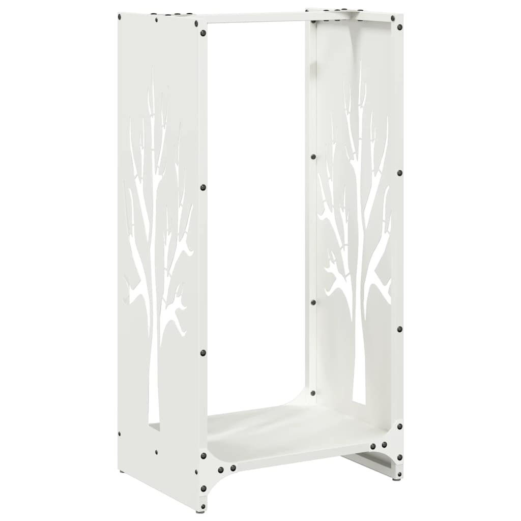 Vedstativ hvit 40x30x80 cm kaldvalset stål