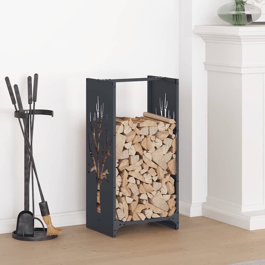 Vedstativ antrasitt 40x30x80 cm kaldvalset stål vidaXL