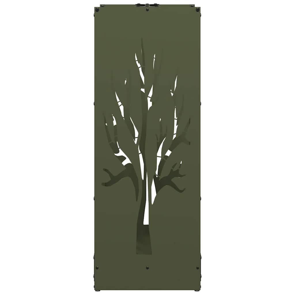 Vedstativ olivengrønn 40x30x80 cm kaldvalset stål