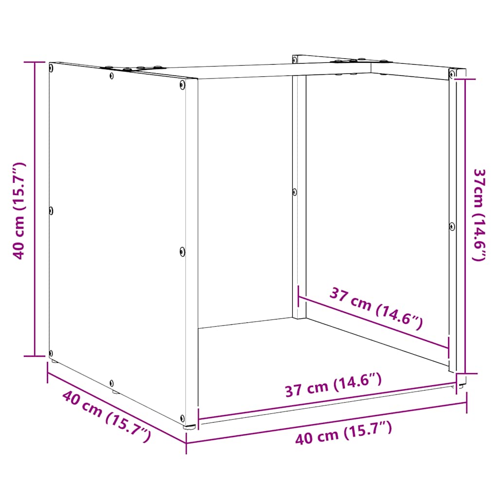 Vedstativ hvit 40x40x40 cm kaldvalset stål