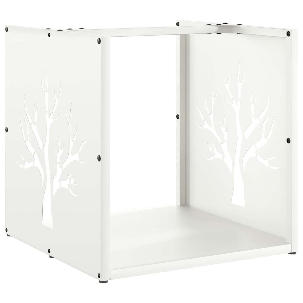 Vedstativ hvit 40x40x40 cm kaldvalset stål