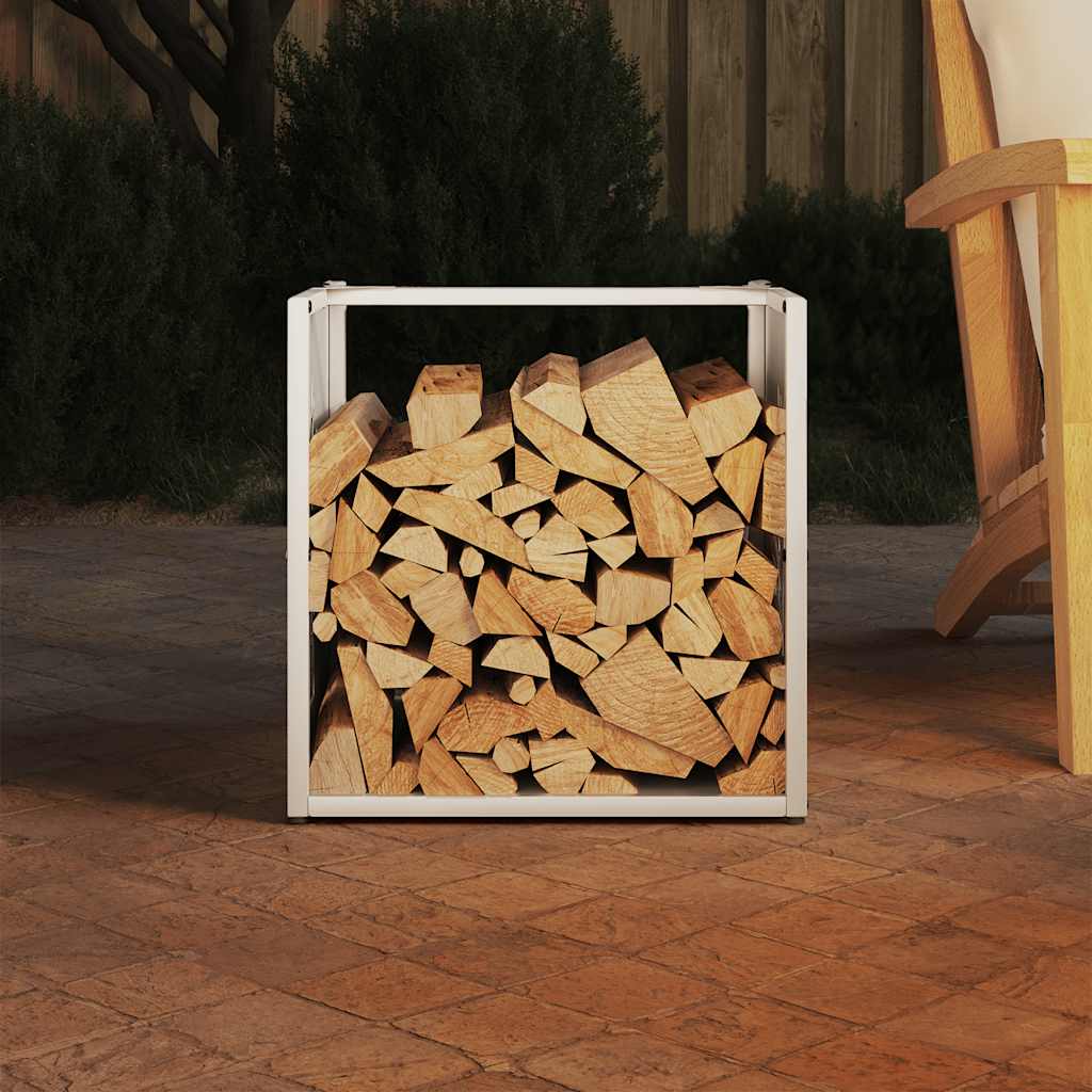 Vedstativ hvit 40x40x40 cm kaldvalset stål