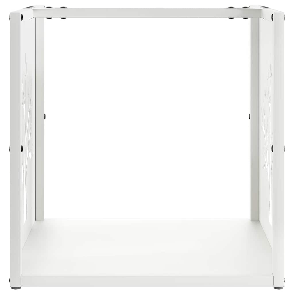 Vedstativ hvit 40x40x40 cm kaldvalset stål
