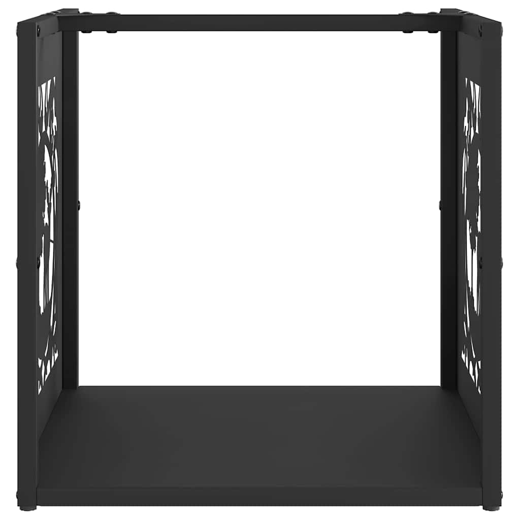 Vedstativ svart 40x40x40 cm kaldvalset stål