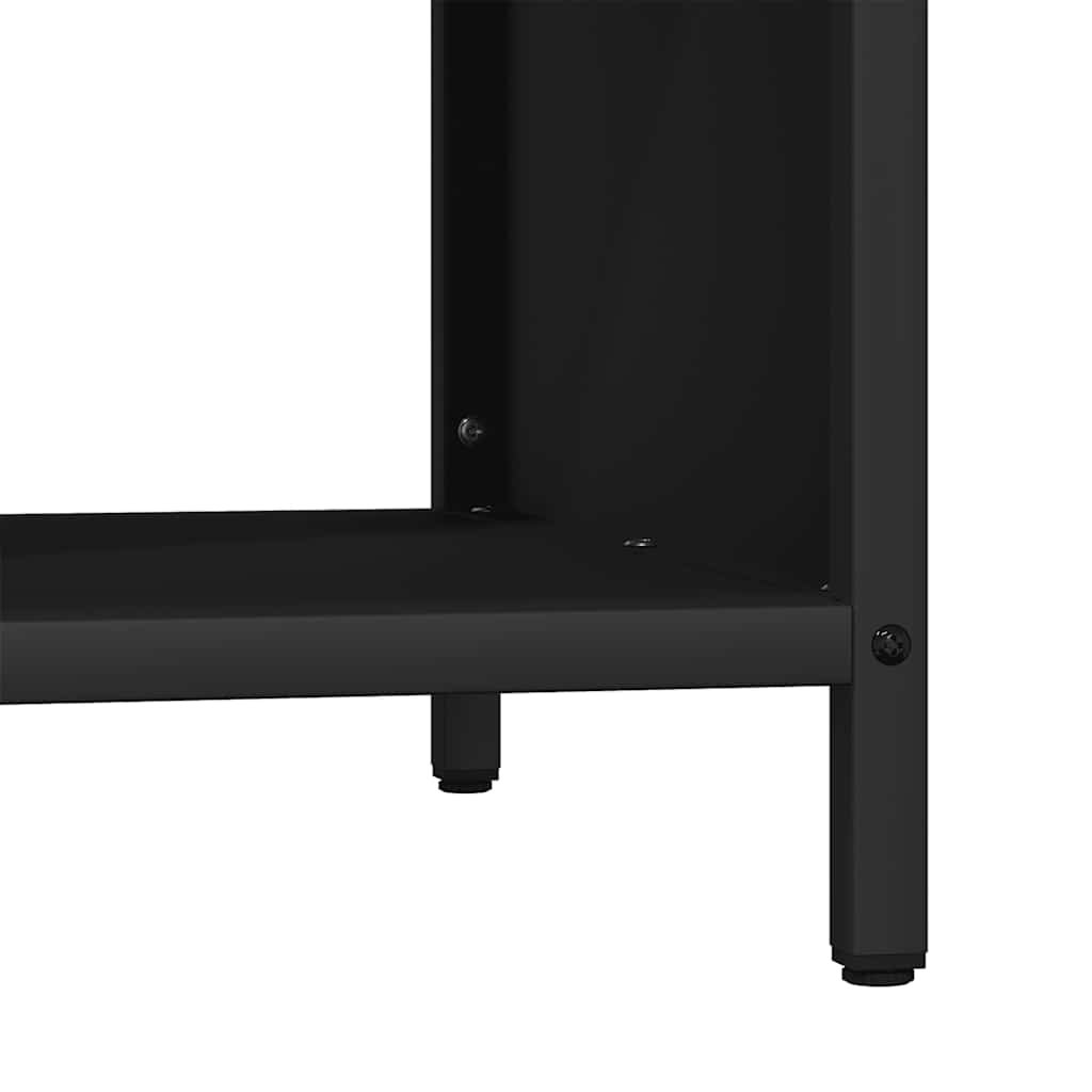 Vedstativ med tretopp svart 100,5x35,5x40 cm