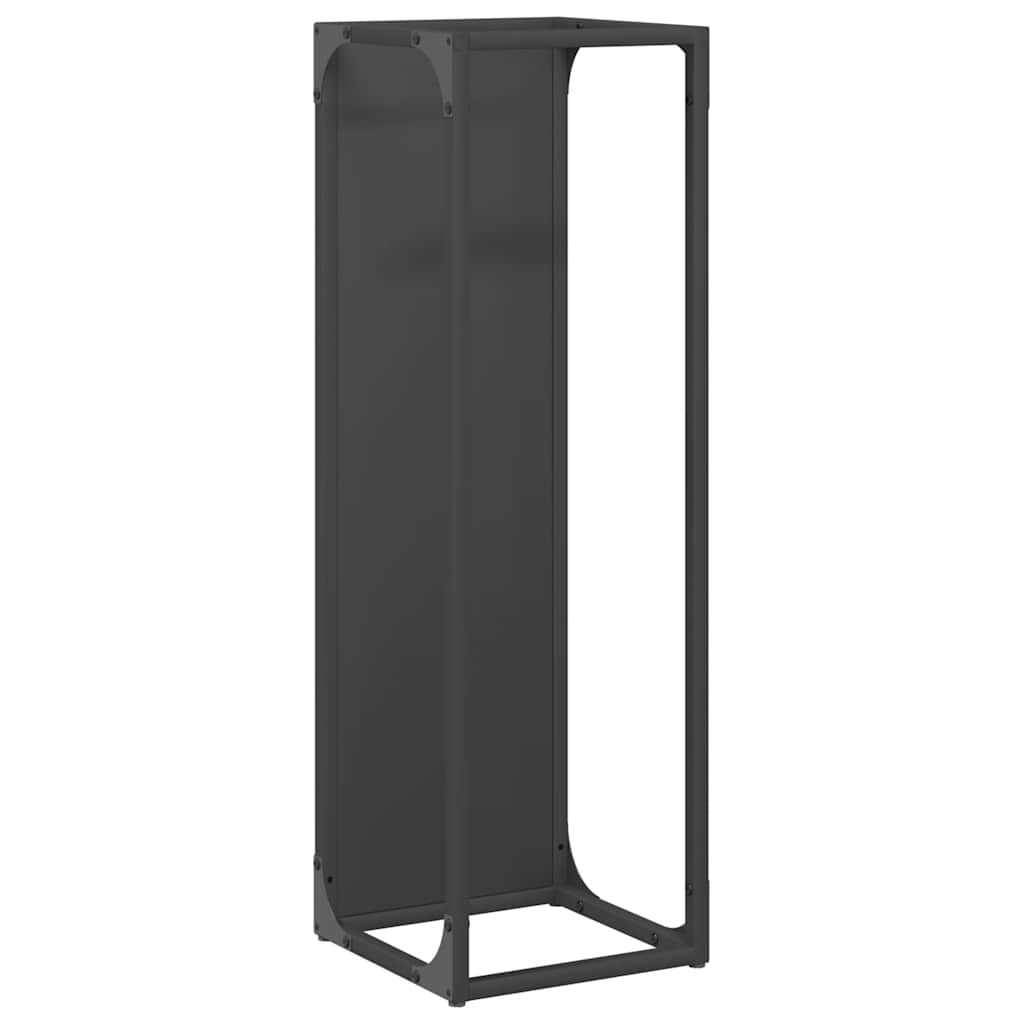 Vedstativ svart 25x25x80 cm kaldvalset stål vidaXL